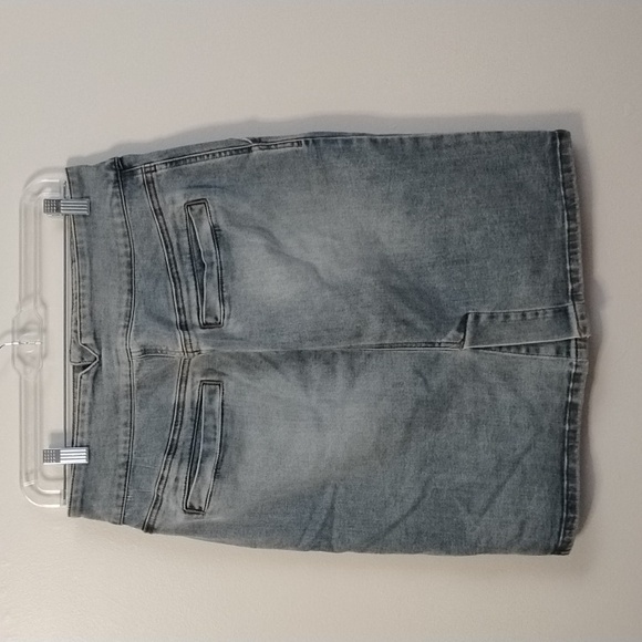 Prana Blue Denim Button Fly Pencil Skirt Size 10 Casual Comfy Feminine - Picture 7 of 13